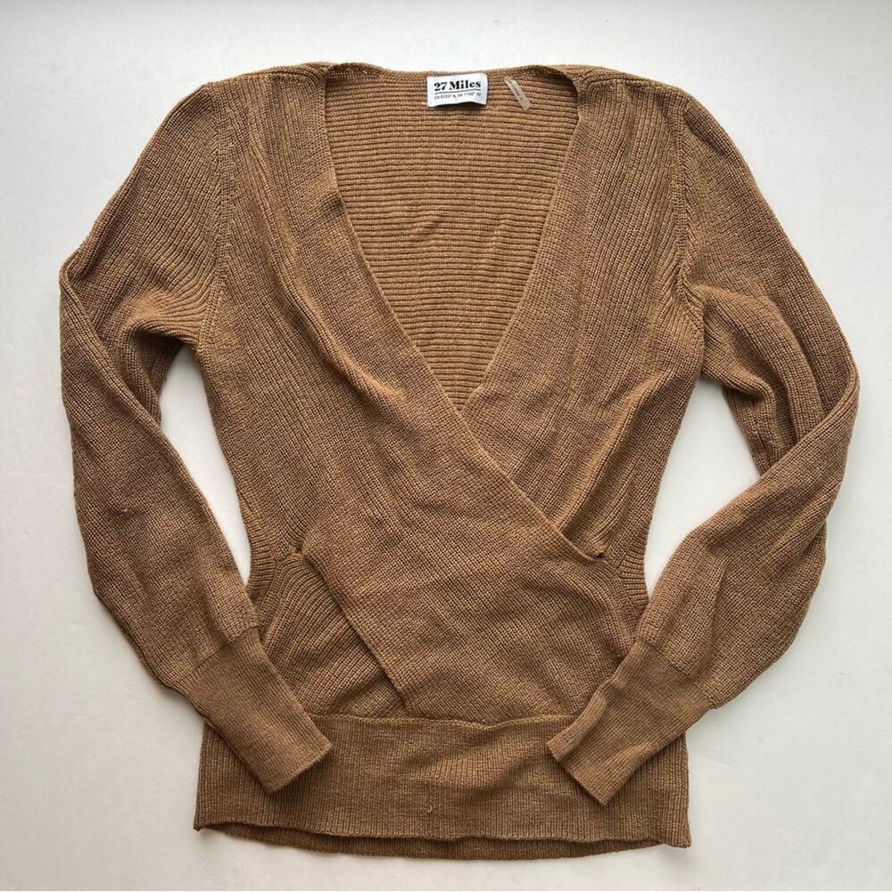 27 Miles Malibu Wrap Ribbed Knit Wool Sweater